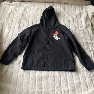 Windbreaker Jacket Neon Riot Skeleton Hand Black